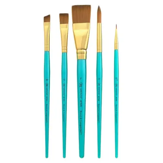 Royal & Langnickel&reg; Menta&trade; Round & Wash Synthetic Acrylic 5 Piece Brush Set {4}
