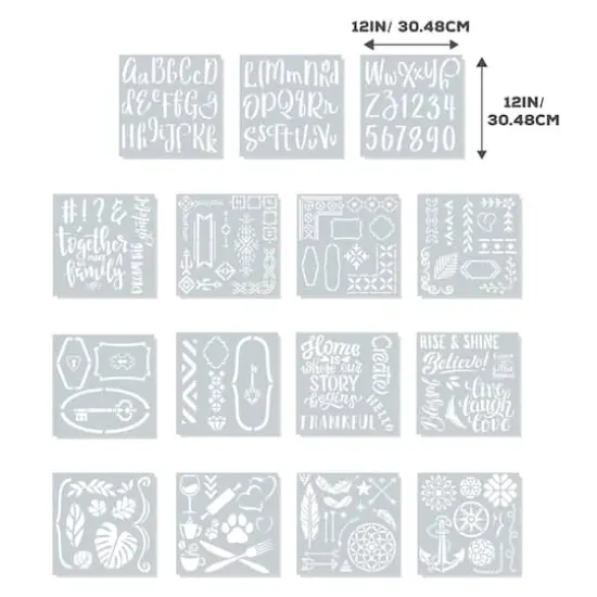 ArtSkills® Plastic Letter Stencil Sets with Designs, Numbers & Phrases, 3ct. {3}