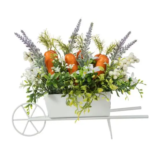 Glitzhome&reg; 12.5" Easter Carrot Metal Wagon Centerpiece {7}