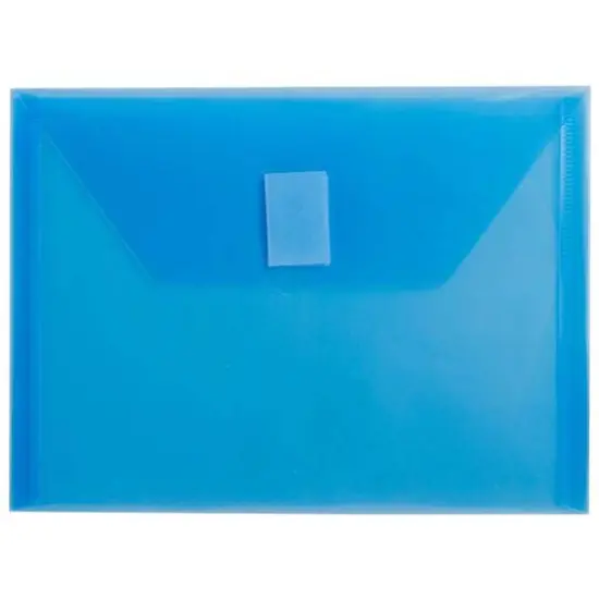 JAM Paper 5.5" x 7.5" Plastic Hook & Loop Closure Envelopes, 12ct. Blue {2}