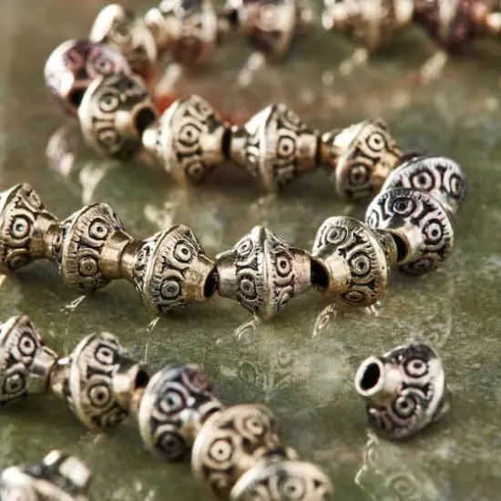 Antique Silver Carved Bicone Beads, 7mm by Bead Landing&trade; {3}