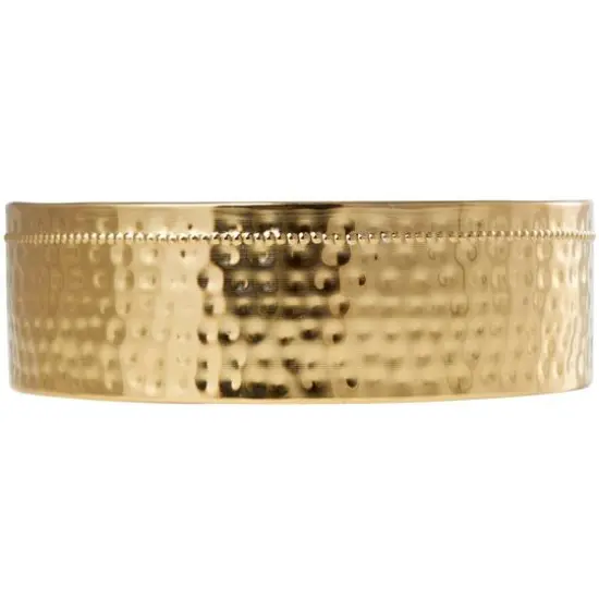 Jasmine Scented 4-Wick Candle in Wide Hammered Gold Bowl {3}