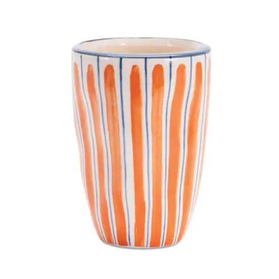 Orange Wavy Stripe Dolomite Planters Set {4}