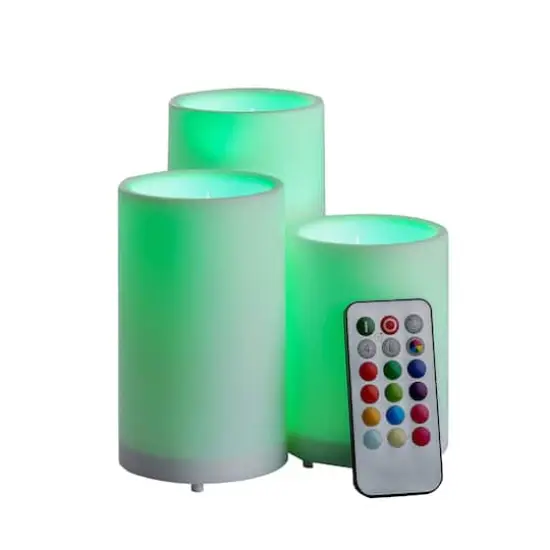 Color Changing 3 Piece Outdoor LED Pillar Candle Set with Remote by Ashland&reg; {1}