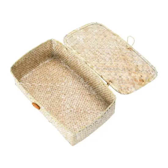 Hello Honey&reg; Whitewashed Hand-Woven Seagrass Boxes with Lids & Toggle Closure Set {7}