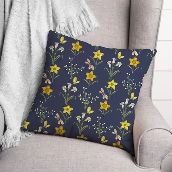 Navy Spring Pattern Indoor/Outdoor Pillow {3}