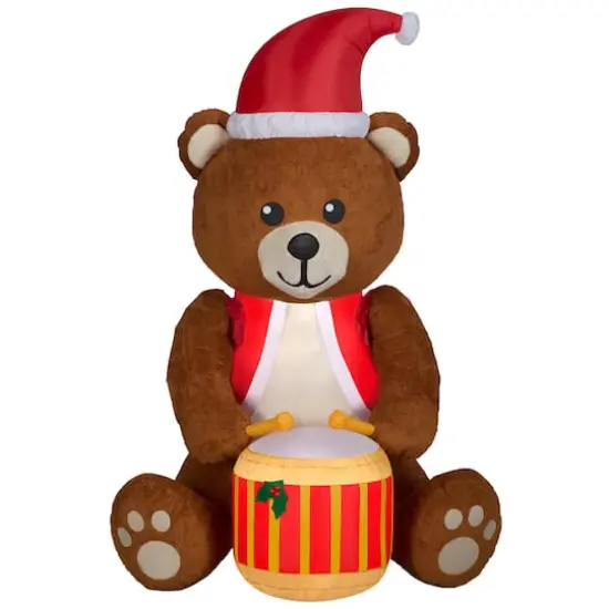 6ft. Airblown&reg; Animated Inflatable Mixed Media Drumming Teddy Bear {1}