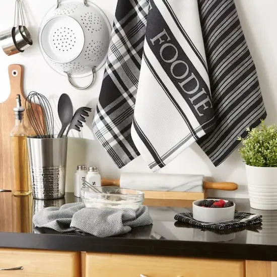 DII&reg; Foodie Dish Towel & Dishcloth Set Black {5}