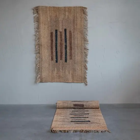 Hello Honey&reg; Multicolor Jute and Leather Floor Runner Rug with Pattern and Fringe, 8ft. x 2.5ft. {3}