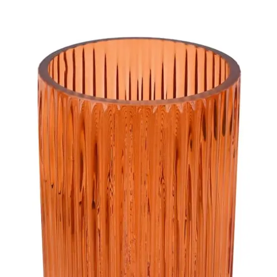 10" Tall Ribbed Glass Vase by Ashland&reg; Orange {5}