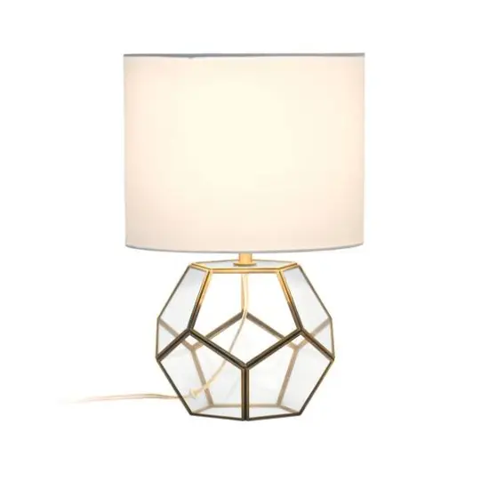Lalia Home 15.5" Transparent Octagonal Brass Table Lamp {3}