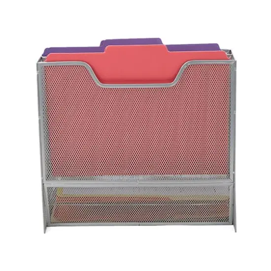 Mind Reader 5-Compartment Desk Organizer Silver {7}