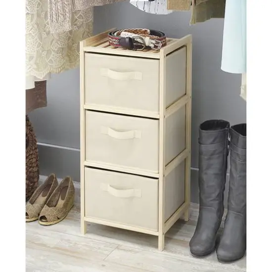 Whitmor Cream 3 Drawer Wooden Chest {3}