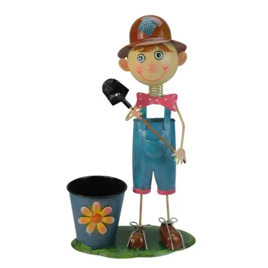 20" Boy with Shovel & Bow Tie Spring Outdoor Planter {1}