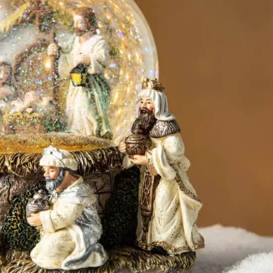 Glitzhome® Lighted Musical Snowflakes Nativity Scene Waterglobe {6}