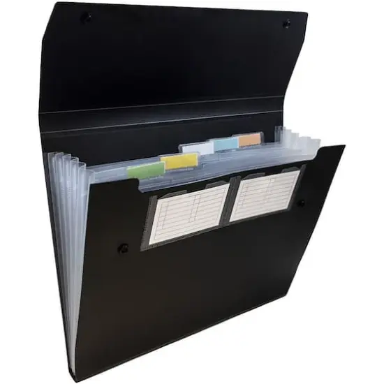 JAM Paper 9" x 13" Black Plastic 6 Pocket Expanding Accordion File Folder, 2ct. {1}