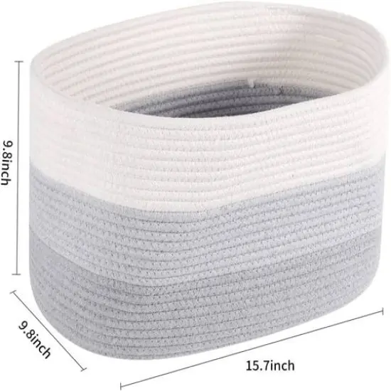 NEX&trade; Gray & White Cotton Rope Storage Baskets, 3ct. {3}