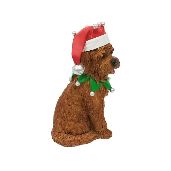 6.75" Brown Dog in Santa Hat Tabletop D&eacute;cor by Ashland&reg; {3}