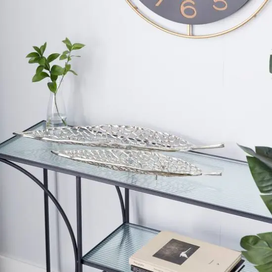 Silver Leaf Aluminum Glam Tray Set {8}