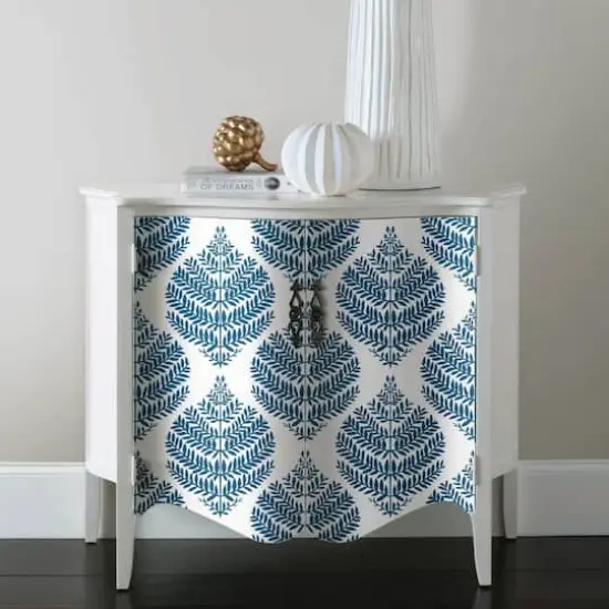 RoomMates Hygge Fern Damask Peel & Stick Wallpaper Blue and White {5}