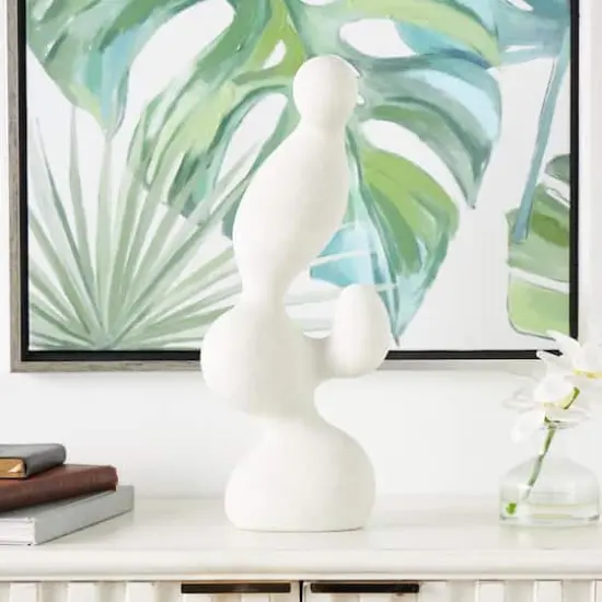 18" White Polystone Abstract Curved Shaped Sculpture D&eacute;cor {3}