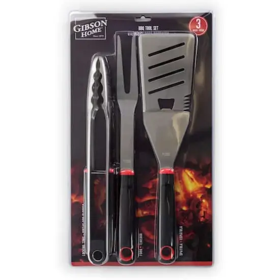 Gibson Home&reg; Black & Red Huckleberry 3 Piece Stainless Steel BBQ Tool Set {8}