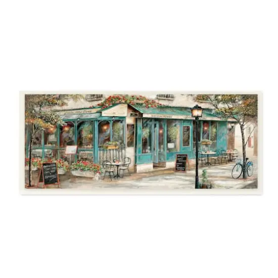 Stupell Industries European City Streets Traditional Restaurant Architecture Sidewalk Scene,7" x 17" {1}