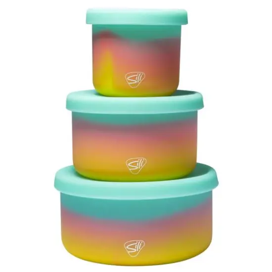 Silipint&reg; 3-Piece Silicone Lidded Bowl Set Aurora {1}