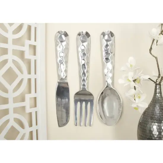 Silver Aluminum Utensils Wall Decor Set {8}