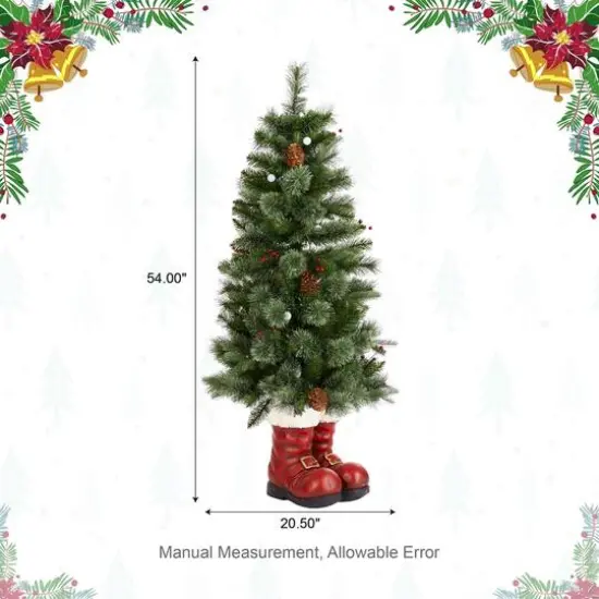 Glitzhome&reg; 4.5ft Christmas Santa Boots Porch Tree, Multi-color LED Lights {9}