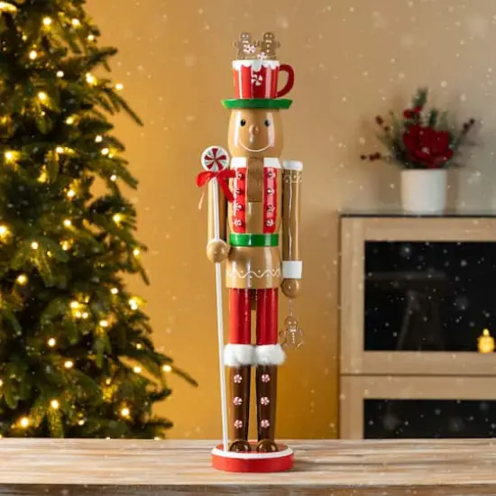 Glitzhome&reg; 24"H Wooden Christmas Gingerbread Man Nutcracker {3}