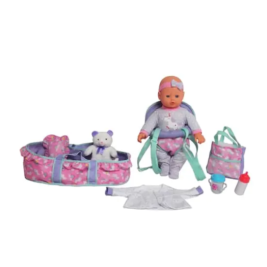 Dream Collection 16" Blue Baby Doll Travelling Set {1}