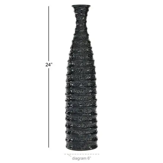 24" Black Stoneware Traditional Vase {8}