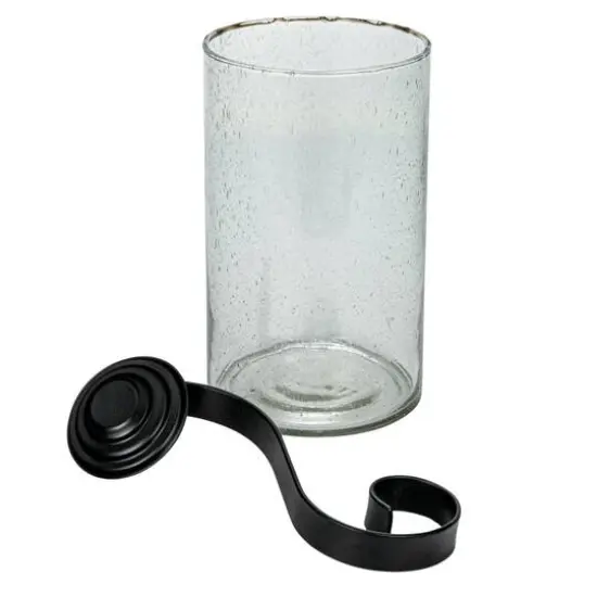 Hello Honey&reg; Clear Reclaimed Hurricane Bubble Glass with Metal Candle Holder {7}