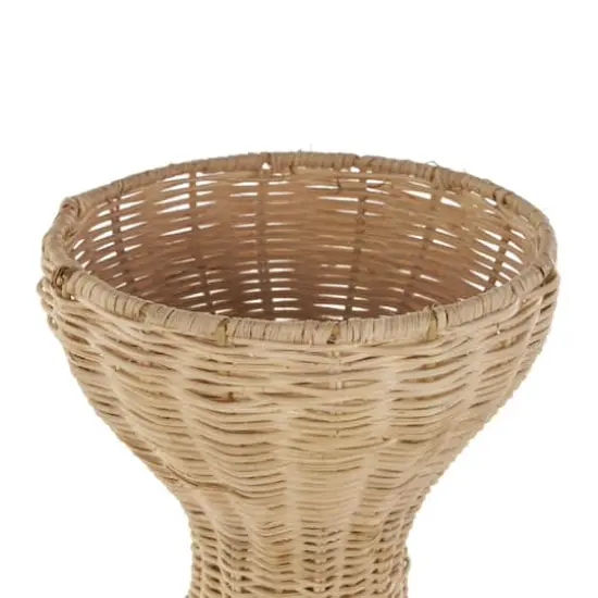 16.25" Brown Rattan Hourglass Vase with Dome Base {5}
