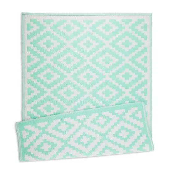 DII&reg; Mesa Diamonds Outdoor Rug, 4ft. x 6ft. Aqua/White {6}