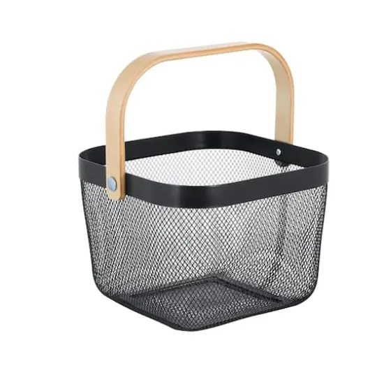 Simplify Gray Mesh Tote with Bamboo Handle {1}