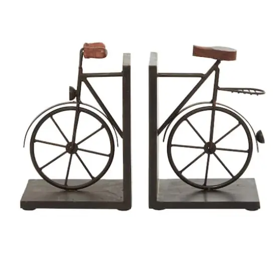 9" Contemporary Bicycle Iron Bookend Set Black {7}