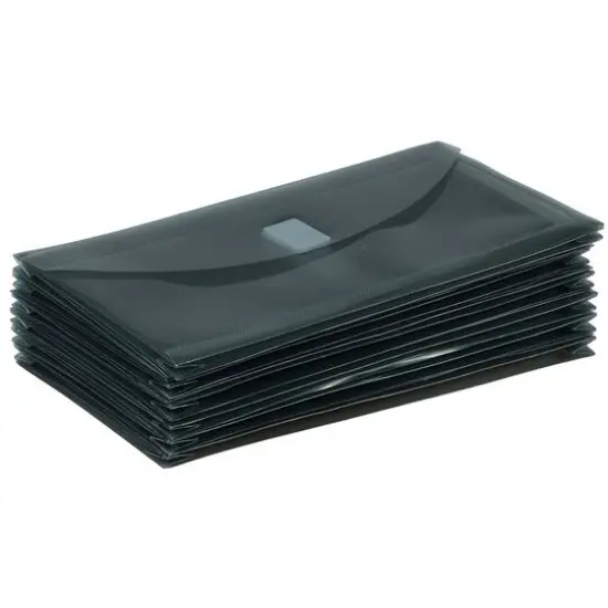 JAM Paper 5.25" x 10" Plastic Hook & Loop Closure Envelopes, 12ct. Smoke Grey {6}