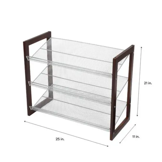 Organize It All Espresso 3 Tier Mesh Shelf Shoe Rack {4}