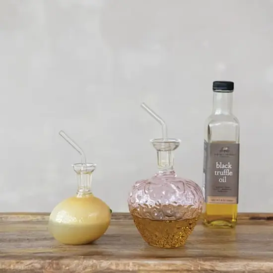 Hello Honey 12-Ounce Glass Strawberry Shaped Oil Cruet with Stopper, Pink {3}