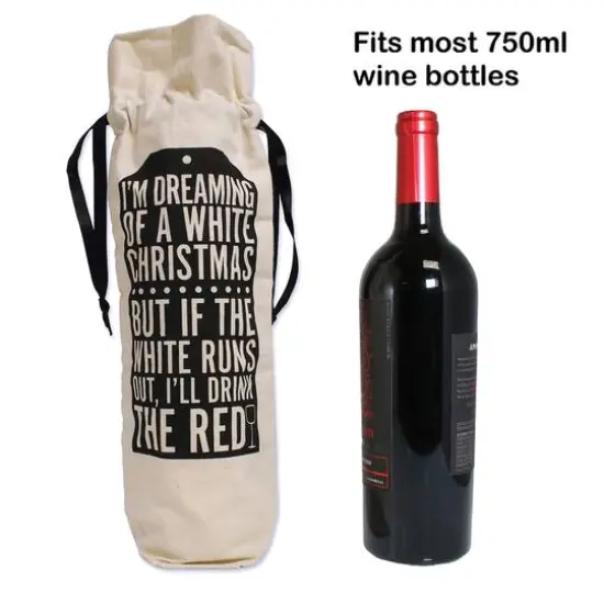Personality Case&trade; Natural White Christmas Gift Tag Wine Bag {6}