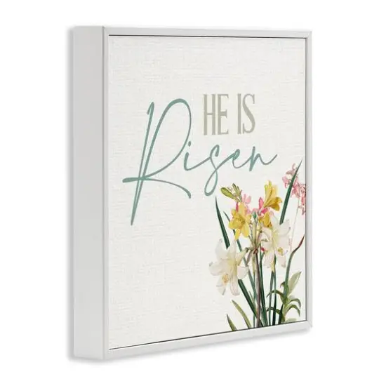 Stupell Industries He Is Risen Religious Easter Holiday Flower Blossoms Framed Giclee Art White {4}