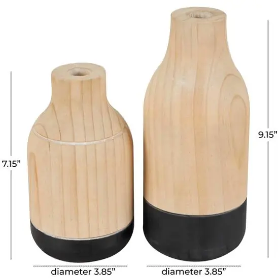 Natural Wood Color Block Vase Set {7}
