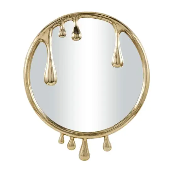 43" Gold Abstract Drip Framed Round Wall Mirror {1}