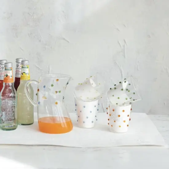 Hello Honey 42oz. Artisanal Borosilicate Glass Pitcher with Raised Dots {3}