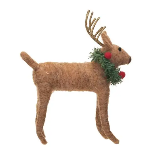 Hello Honey&reg; 5.5" Wool Felt Deer with Wreath {1}