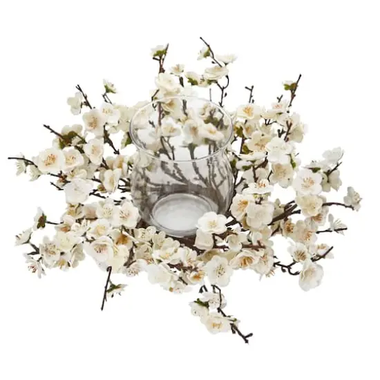 6.5" White Plum Blossom Candelabrum {3}