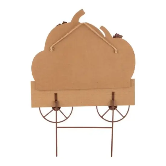 26" GlitzHome&reg; Wooden Pumpkin Cart Yard Stake {6}