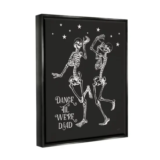 Stupell Industries Dance 'Til We're Dead Skeletons Framed Floater Canvas Wall Art Black {4}